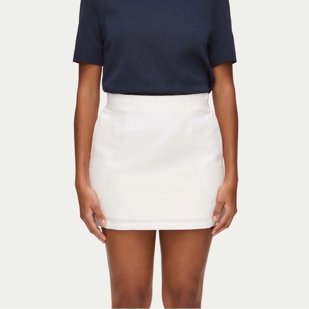 ALIGNE Hadley Linen Blend Mini Skirt High Waist Minimalist White Size 2